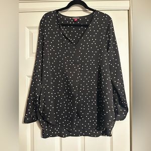 Vince Camuto Black Dotted Blouse - Size L